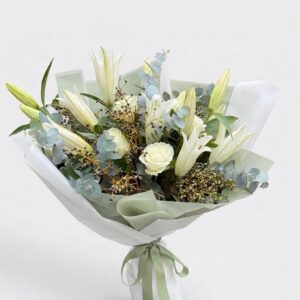 white lily & rose bouquet