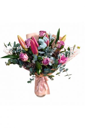 pastel lily & rose bouquet Fresh flowers with Ringwood delivery