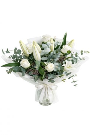 white lily & rose bouquet. Fresh flowers with Ringwood delivery