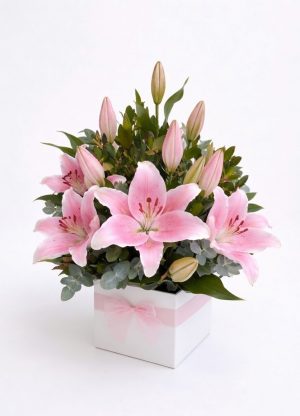 elegant pink lily arrangement. Fresh flower florist in Ringwood-Melbourne offering local delivery.