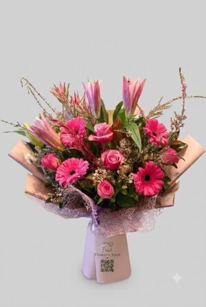 A beautiful mix of gerberas, lilies and roses